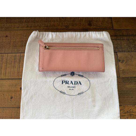 PRADA Pink Saffiano Leather Continental Bow Wallet With Dust Bag - Picture 2 of 12